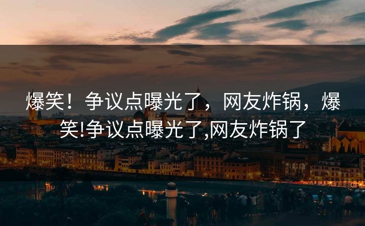 爆笑！争议点曝光了，网友炸锅，爆笑!争议点曝光了,网友炸锅了
