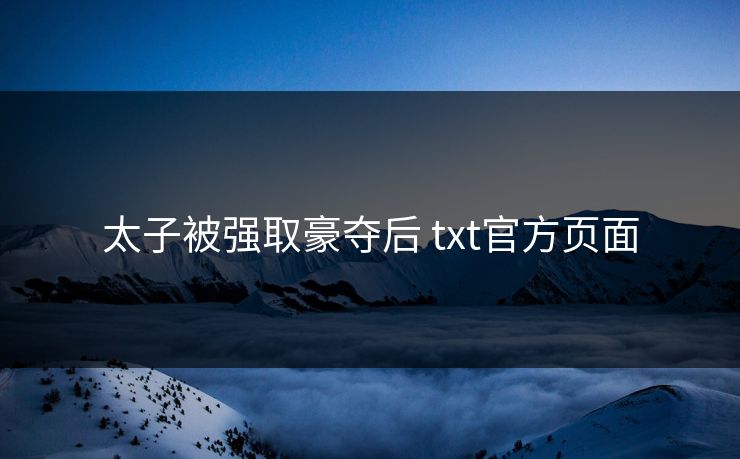 太子被强取豪夺后 txt官方页面